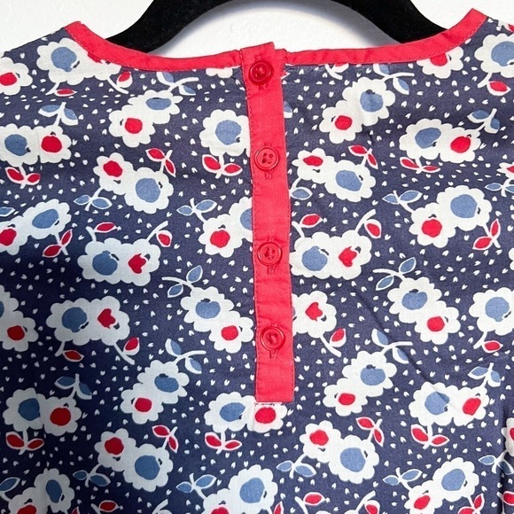 Mini Boden Floral Long Sleeve Balloon Sleeve Top Girls 7-8Y Blue Red - Picture 5 of 6